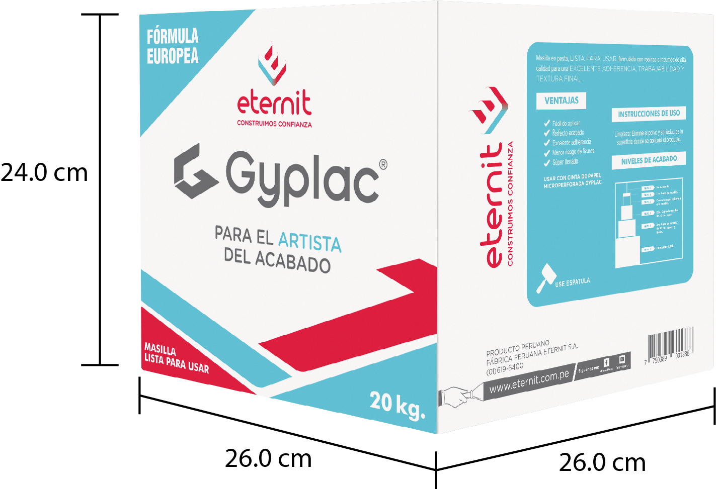 Caja Masilla Gyplac 20 Kg. (cotas)